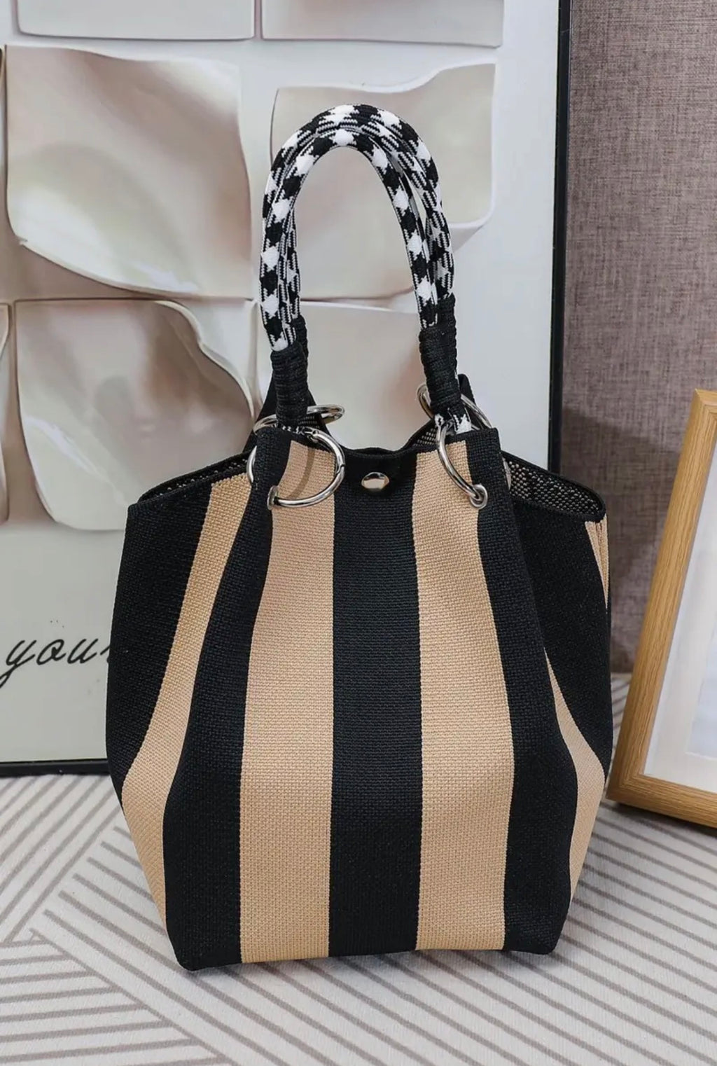 Geometric Knitted Tote Bag