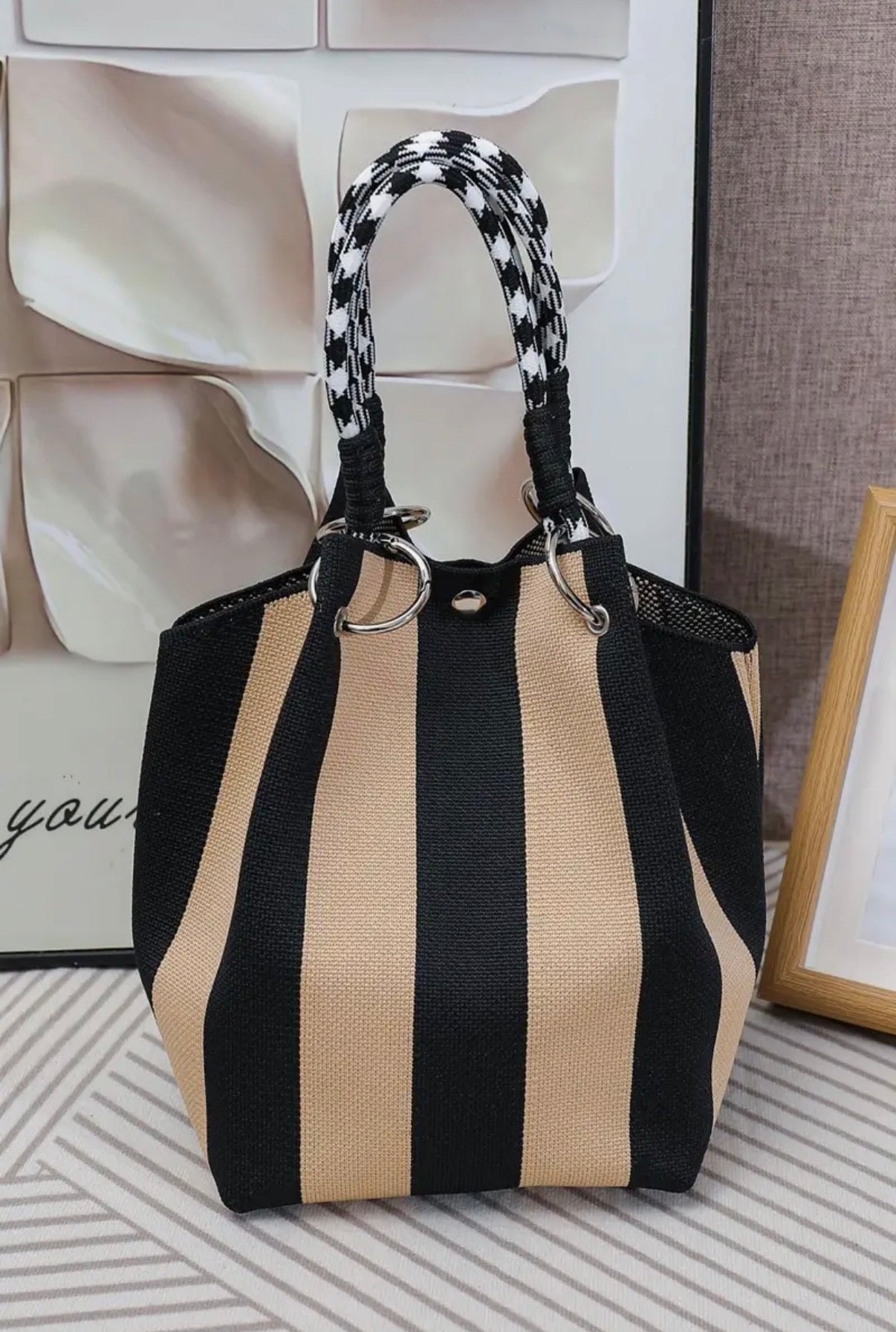 Geometric Knitted Tote Bag