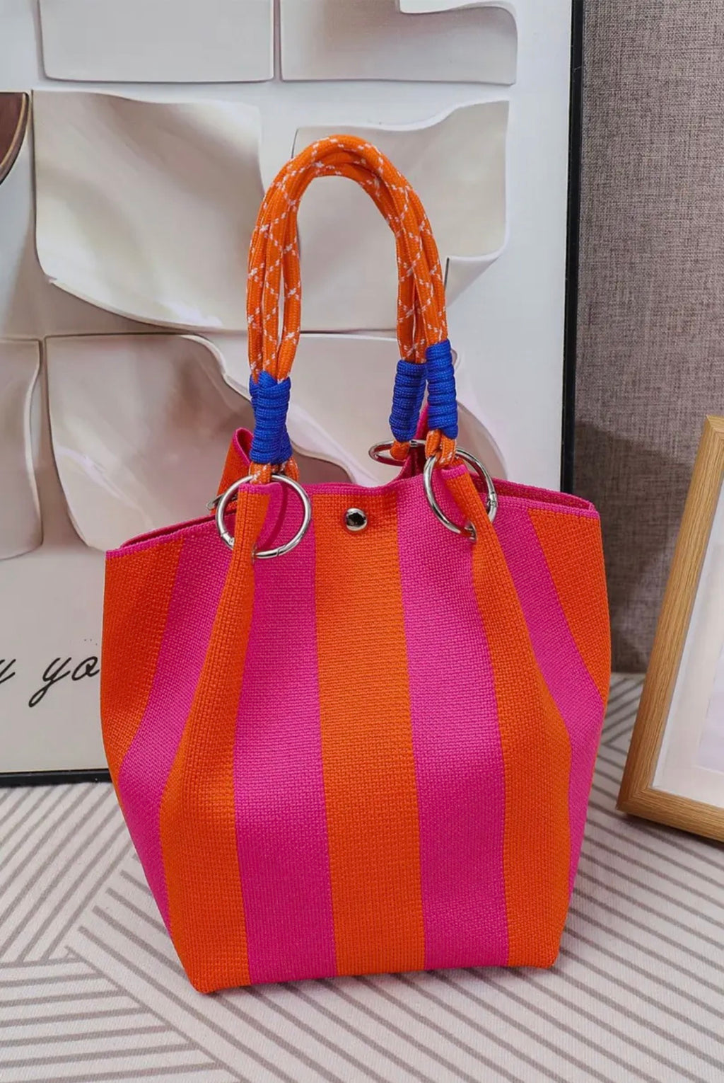 Geometric Knitted Tote Bag