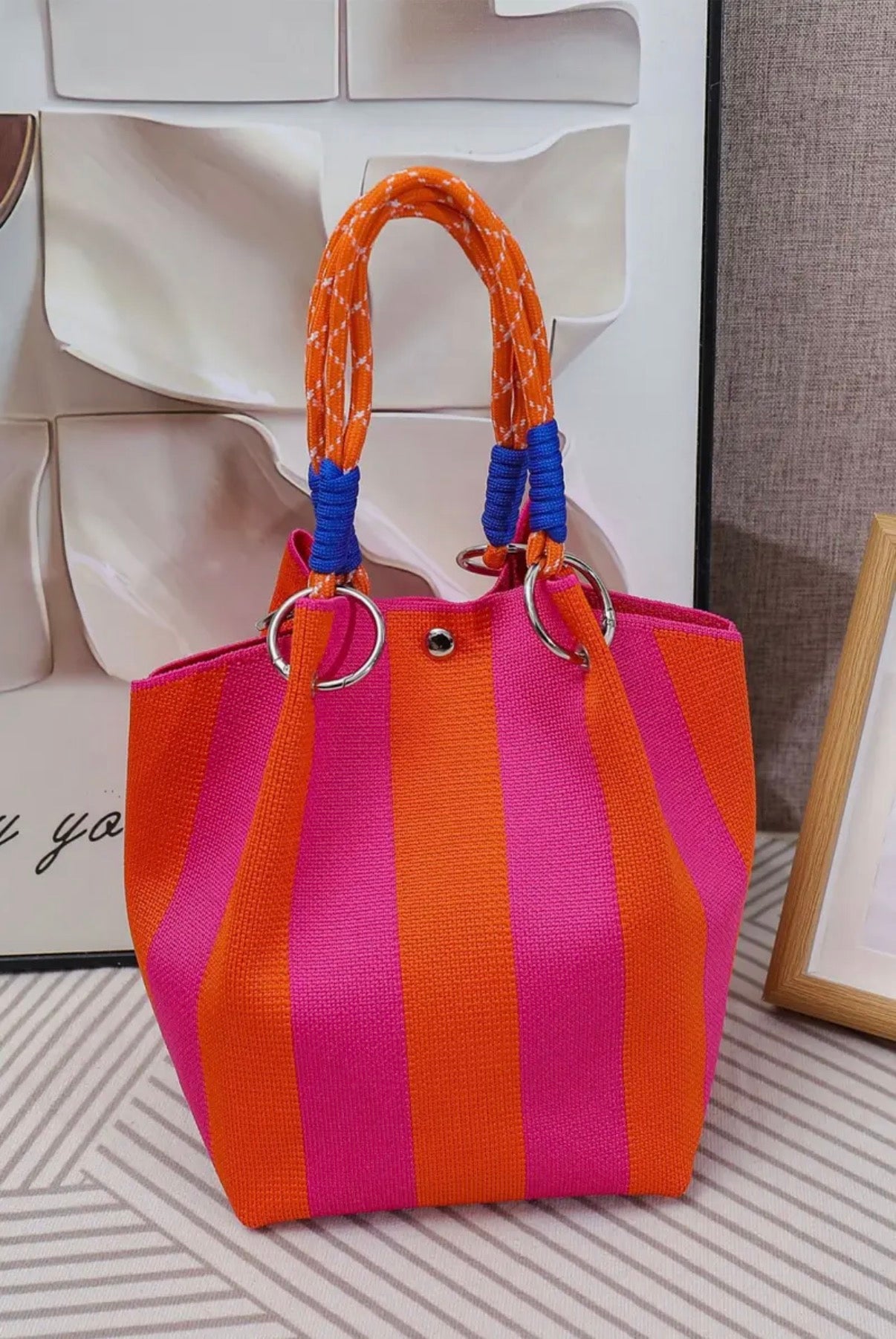 Geometric Knitted Tote Bag