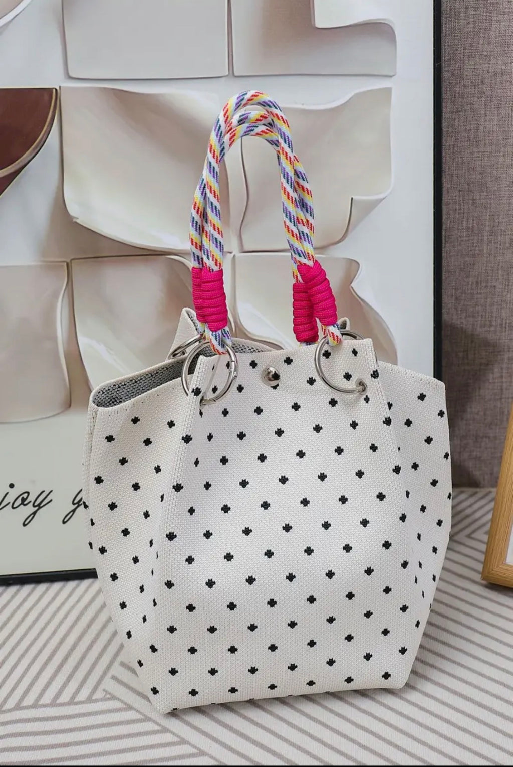 Geometric Knitted Tote Bag