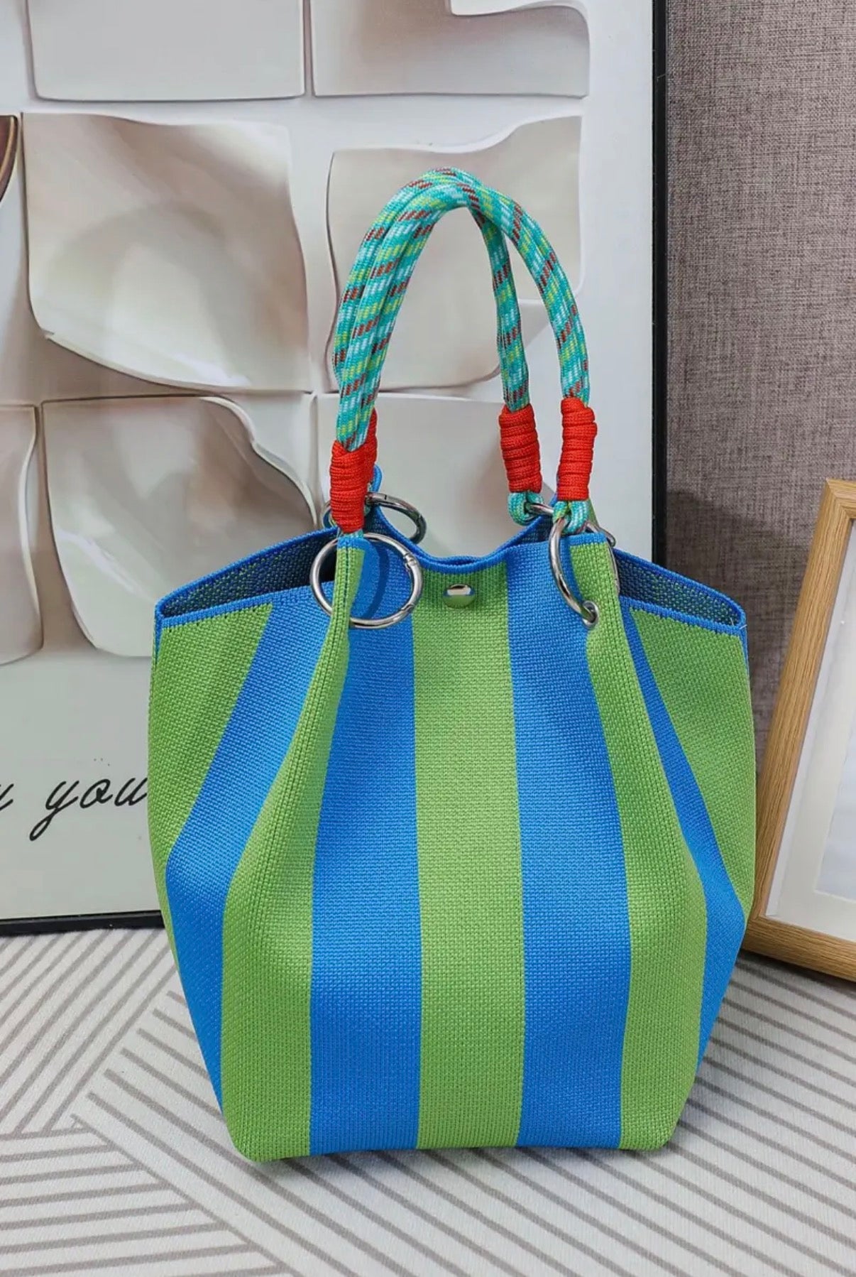 Geometric Knitted Tote Bag