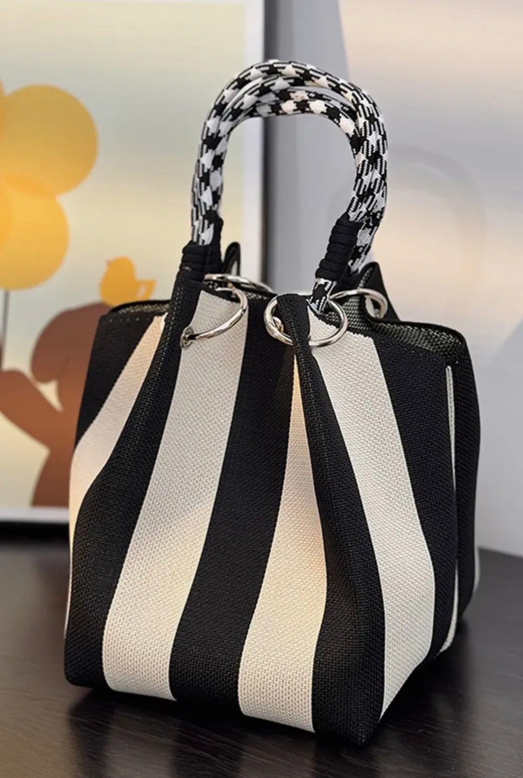 Geometric Knitted Tote Bag