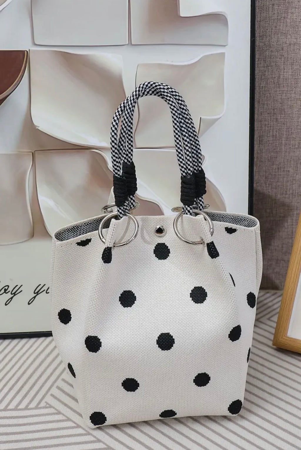 Geometric Knitted Tote Bag