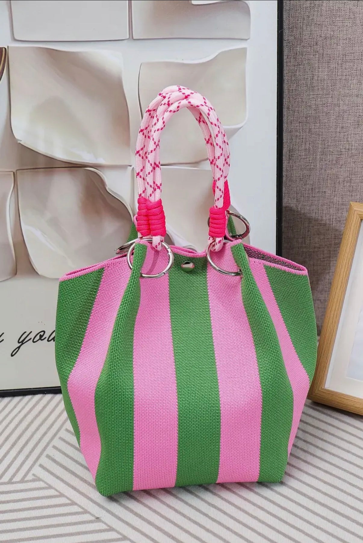 Geometric Knitted Tote Bag