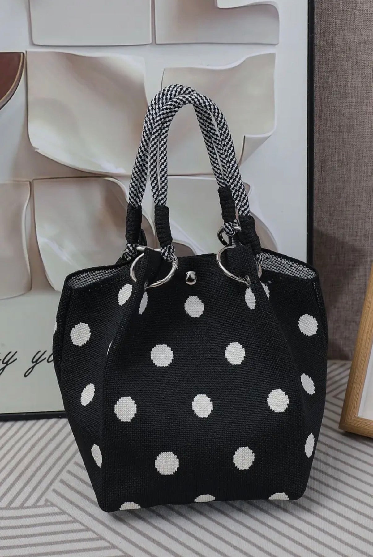 Geometric Knitted Tote Bag